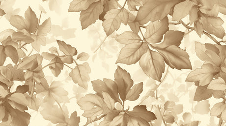Botanical wall mural featuring oversized leaves in a minimal dining room setting