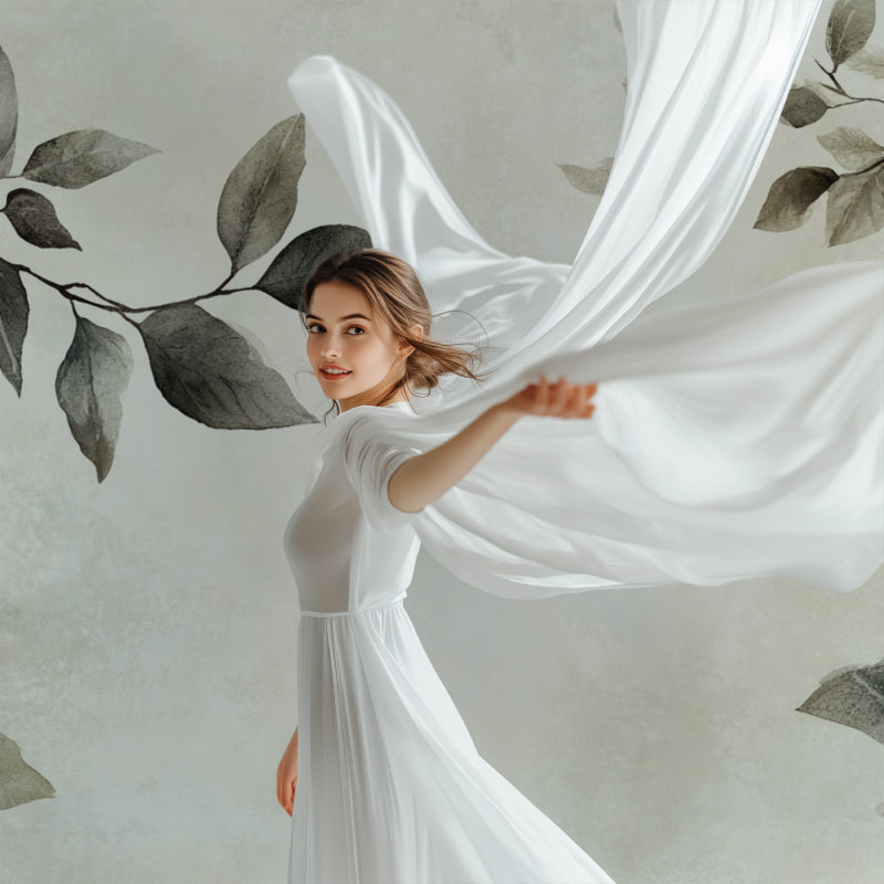 Minimalist leaf pattern transforming a home office with natural elegance