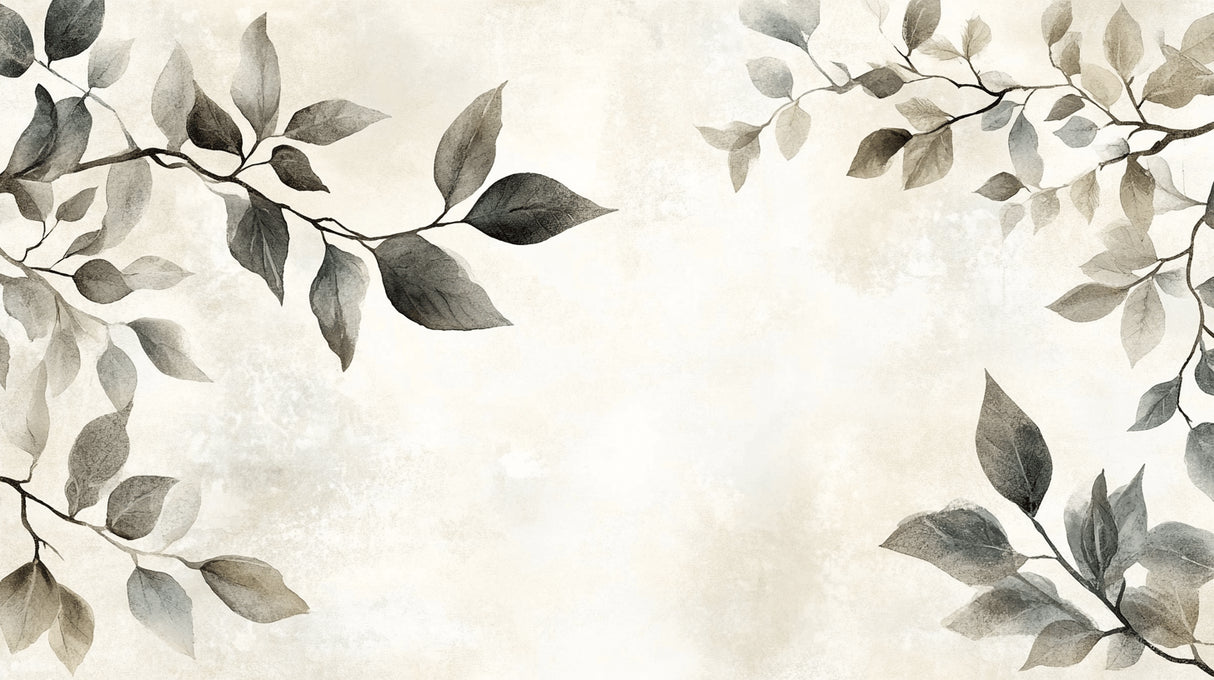 Design file of black minimalist leaves on beige background pattern