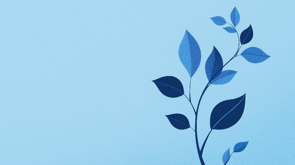 Blue minimalist leaf pattern design file showing delicate botanical details and smooth color transitions