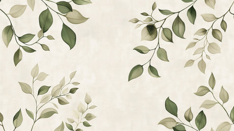 Minimalist leaf wallpaper creating a serene atmosphere in a modern living room with natural light