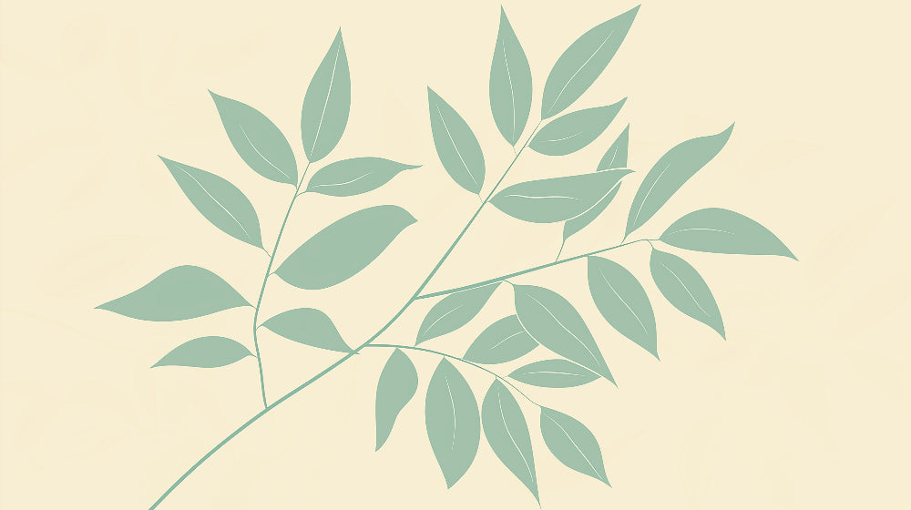 Minimalist green leaves wallpaper design file showing detailed leaf pattern on beige background