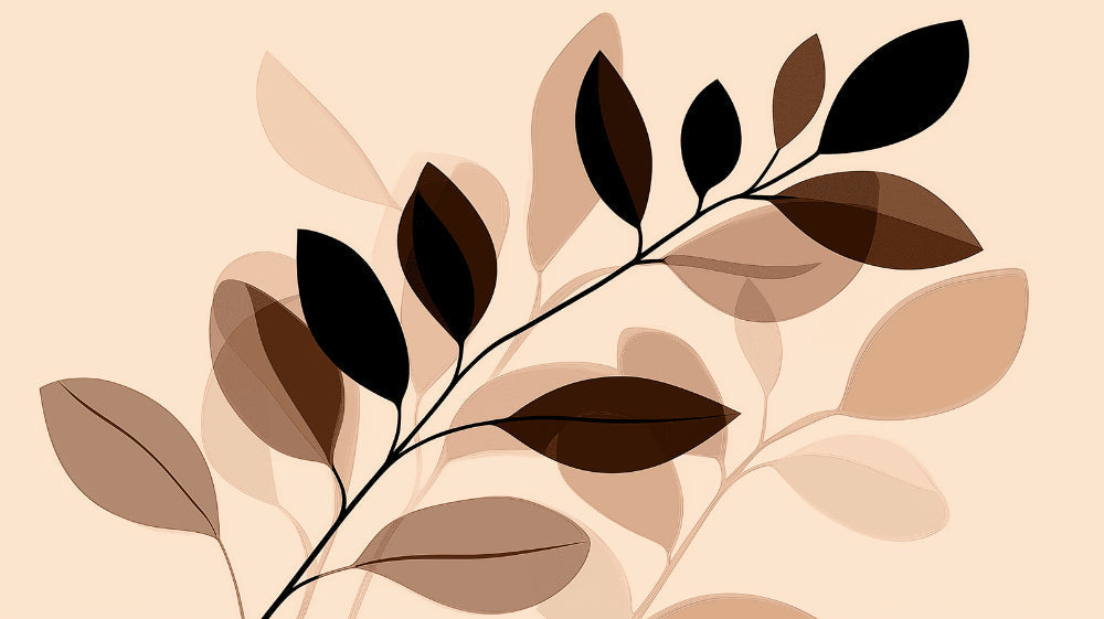Abstract leaf wallpaper design file showing elegant beige and brown foliage pattern