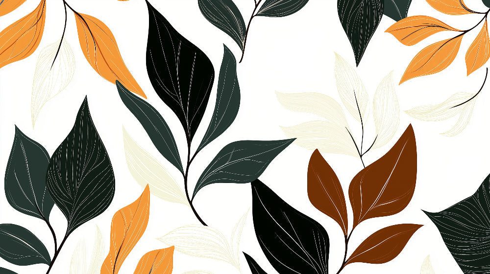 Autumn Leaves Wallpaper design file showing detailed leaf pattern on white background