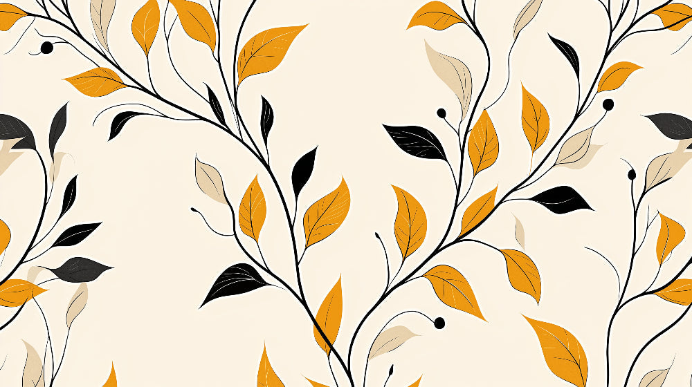 Modern autumn leaves design file showing detailed botanical pattern with flowing branches and leaves