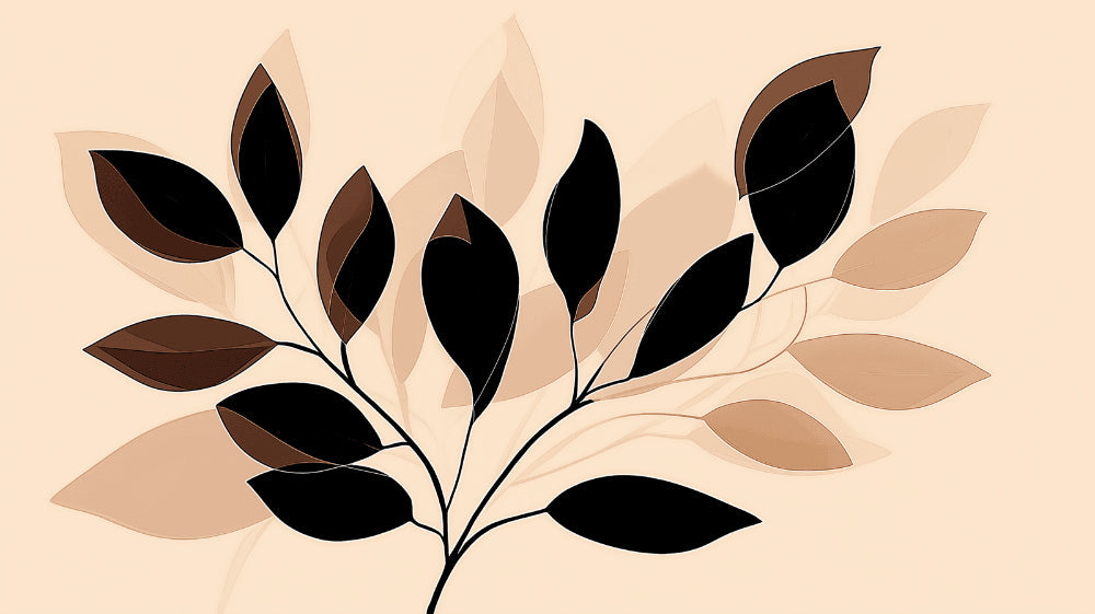 Black and beige leaf pattern design file showing the detailed botanical arrangement