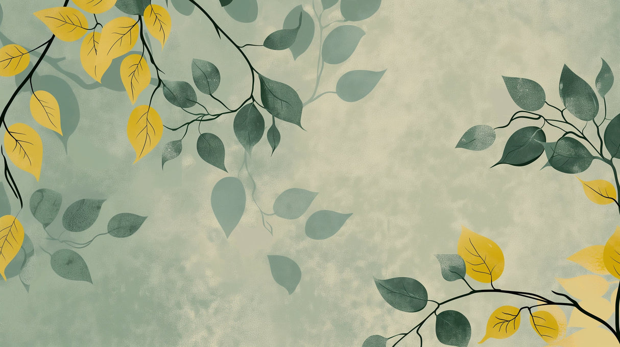 Leaf wall mural creating a fresh look in a contemporary dining room