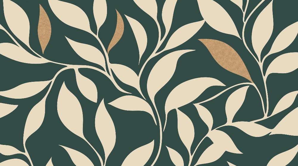 Green and gold leaf pattern design file showing detailed botanical motifs and elegant color balance