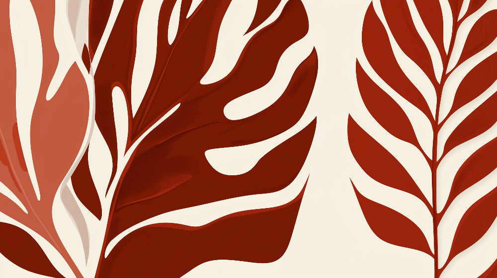 Abstract leaf pattern design file showing terracotta botanical shapes on white background