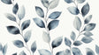 Blue botanical wallpaper mural in modern living room showcasing watercolor leaf pattern creating a fresh, airy atmosphere