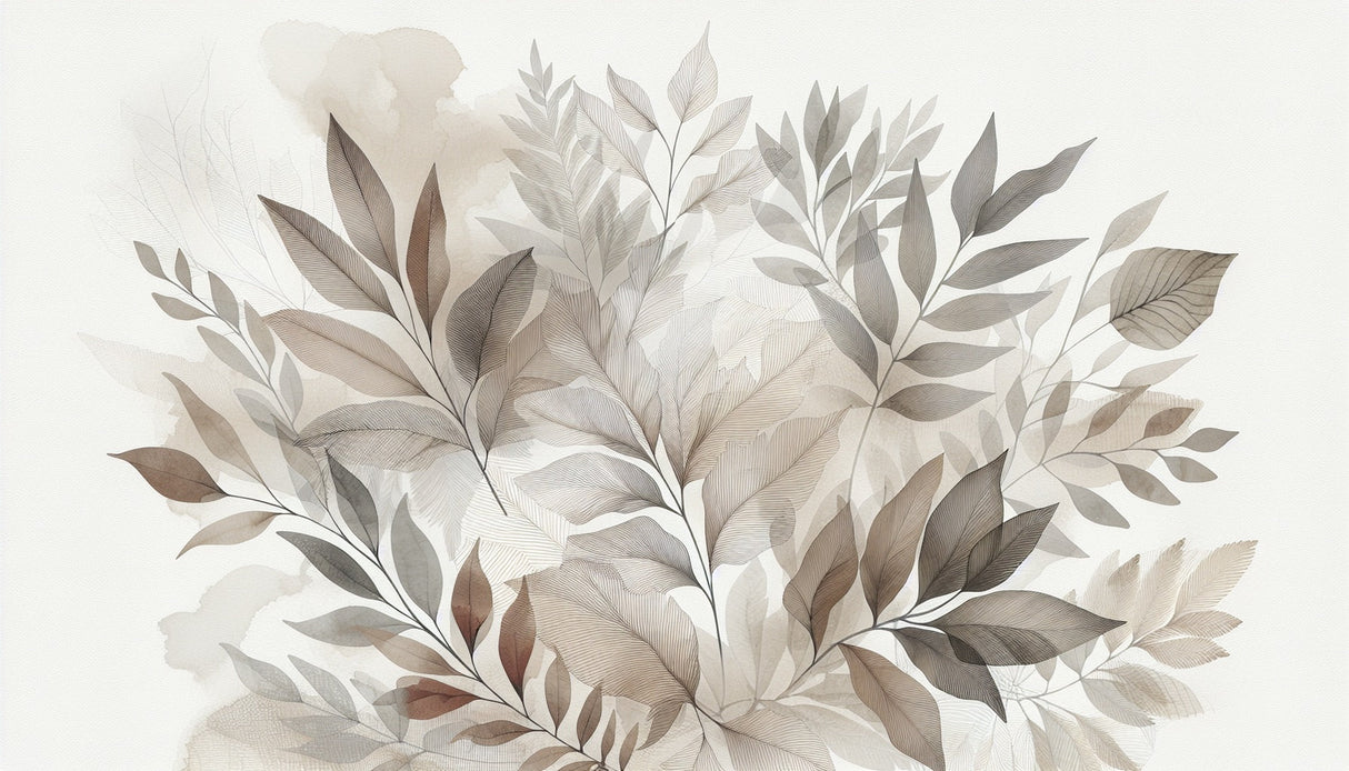 Watercolor leaves design file showing delicate neutral tones and botanical pattern