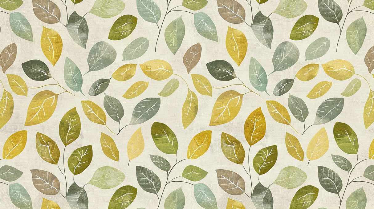Botanical leaf wallpaper design file showing detailed yellow and green pattern