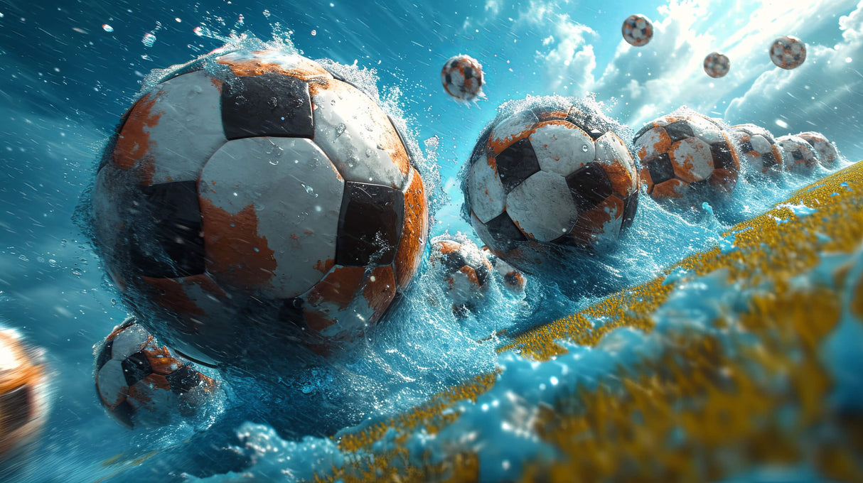 Football wallpaper design file showing detailed 3D ball pattern with water effects