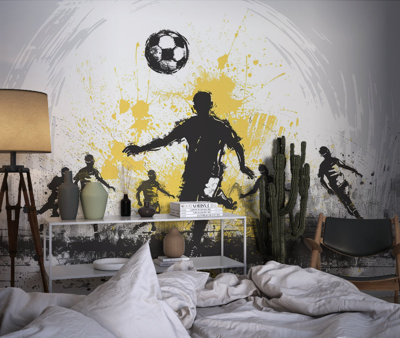 Football wallpaper in fan cave creating stadium atmosphere with dynamic design