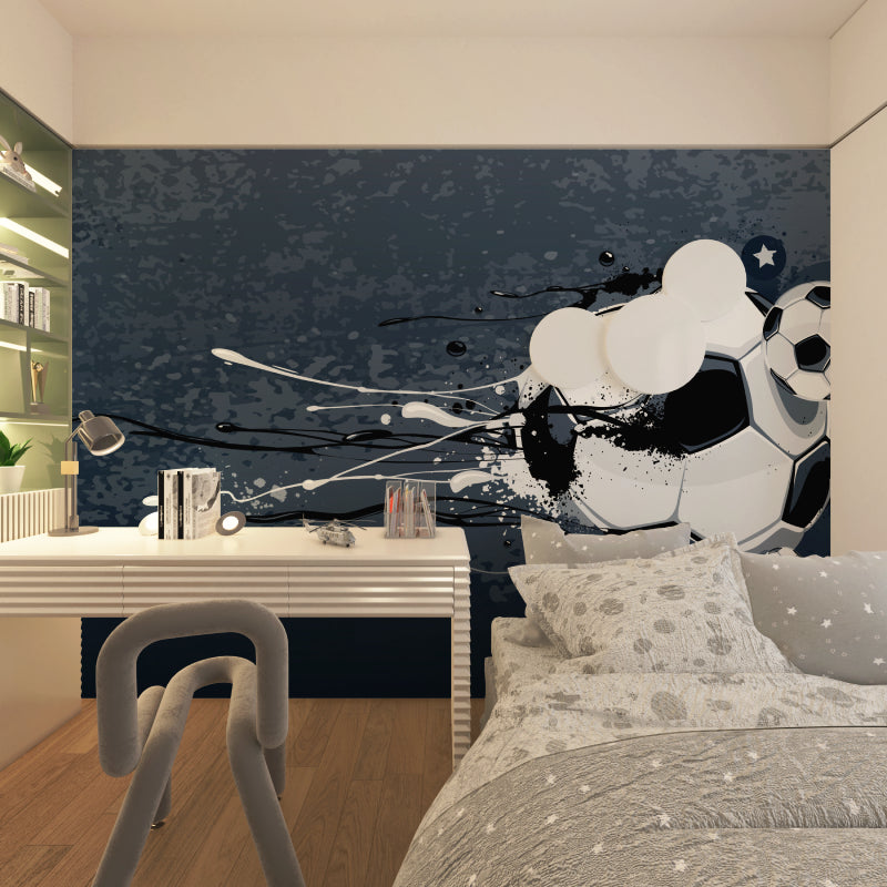 Football wall mural installed in recreational space highlighting urban art style