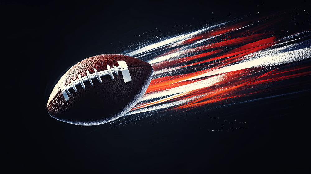 Football wallpaper design file showing detailed leather texture and dynamic red motion streaks