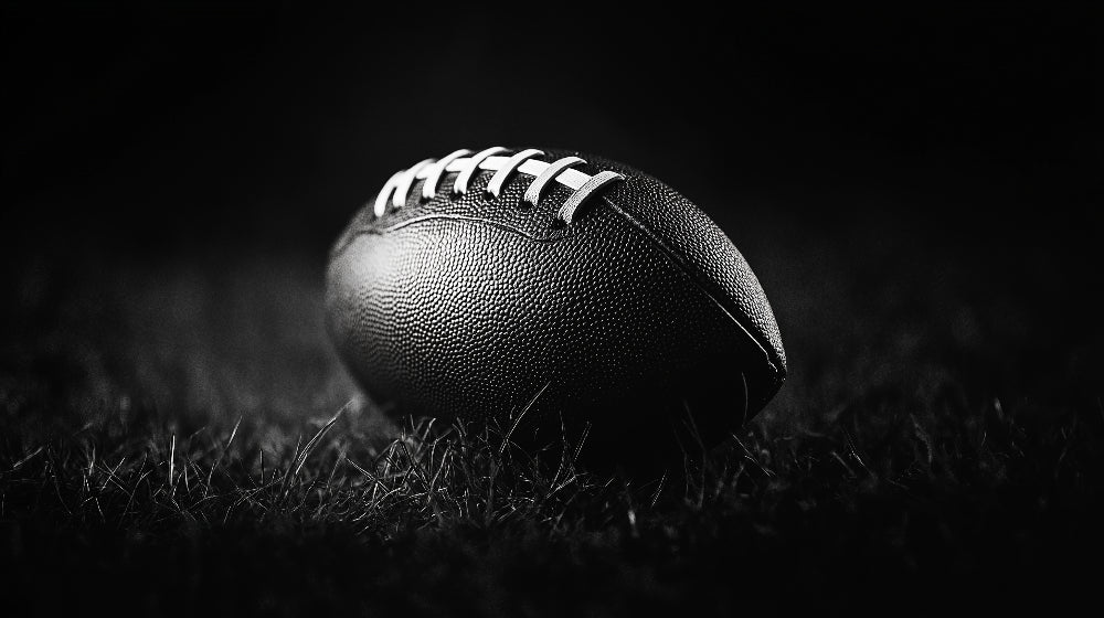 High-resolution design file of black and white football photography wall mural
