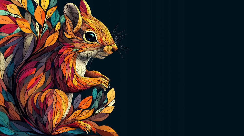 Forest Animal Wallpaper design file showing detailed geometric squirrel pattern with autumn leaves