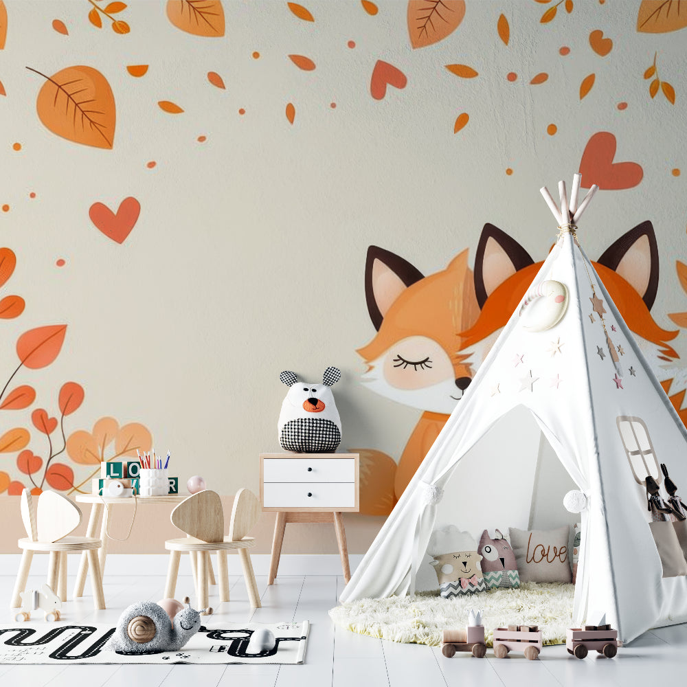 Fox couple mural making a statement in a playroom setting
