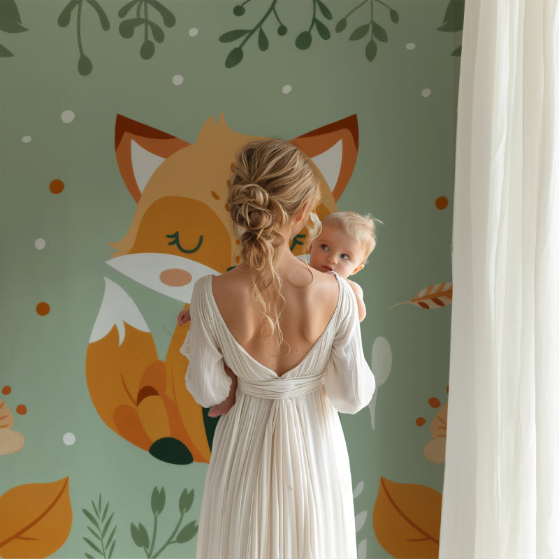 Animal wallpaper transforming a simple bedroom into a woodland paradise