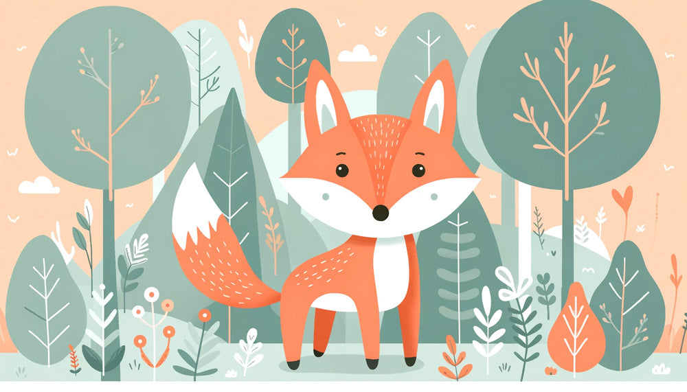 Forest Animals Mural design file showing detailed fox and green trees pattern