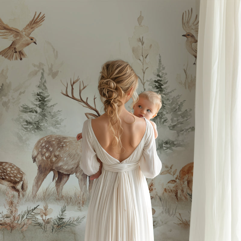Woodland Scene Wallpaper brightening peaceful baby room