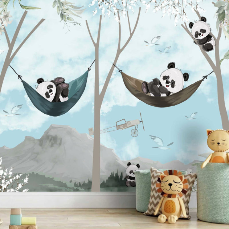 Forest animals wallpaper creating a cozy atmosphere in a modern nursery with natural light