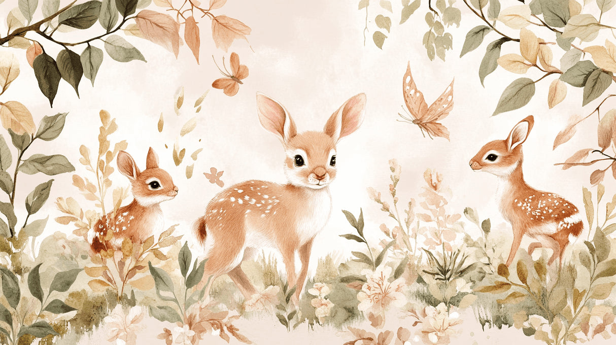 Forest animals wallpaper design file showing detailed deer and butterfly pattern