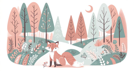 Forest Fox Wallpaper design file showing intricate pattern details and pastel color palette