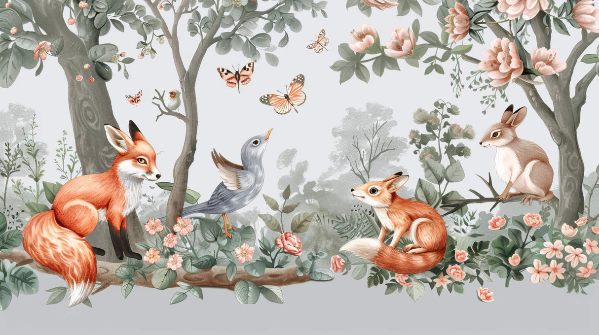 Forest Animals Wallpaper design file showing detailed fox and butterfly pattern
