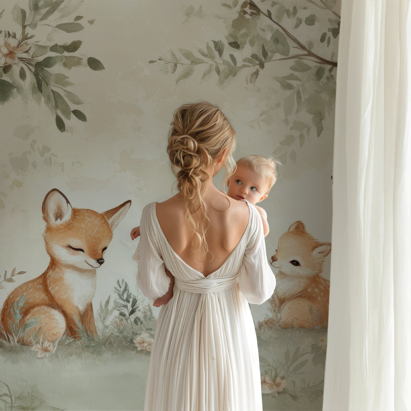 Watercolor woodland scene bringing charm to a toddler's bedroom
