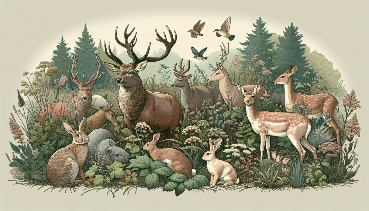 Forest animals wallpaper design file with detailed woodland scene, deer and rabbit illustrations
