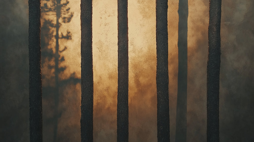 Abstract tree silhouettes design file showing full pattern of golden forest wallpaper