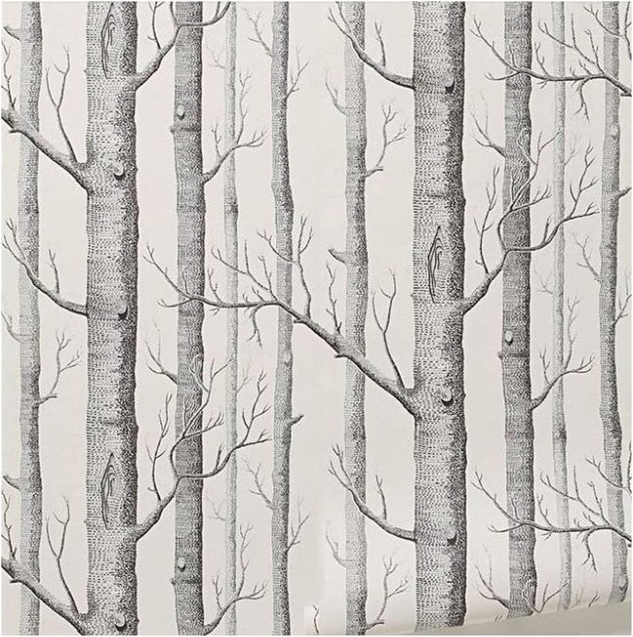 Design file of black and white birch tree pattern showing intricate forest details