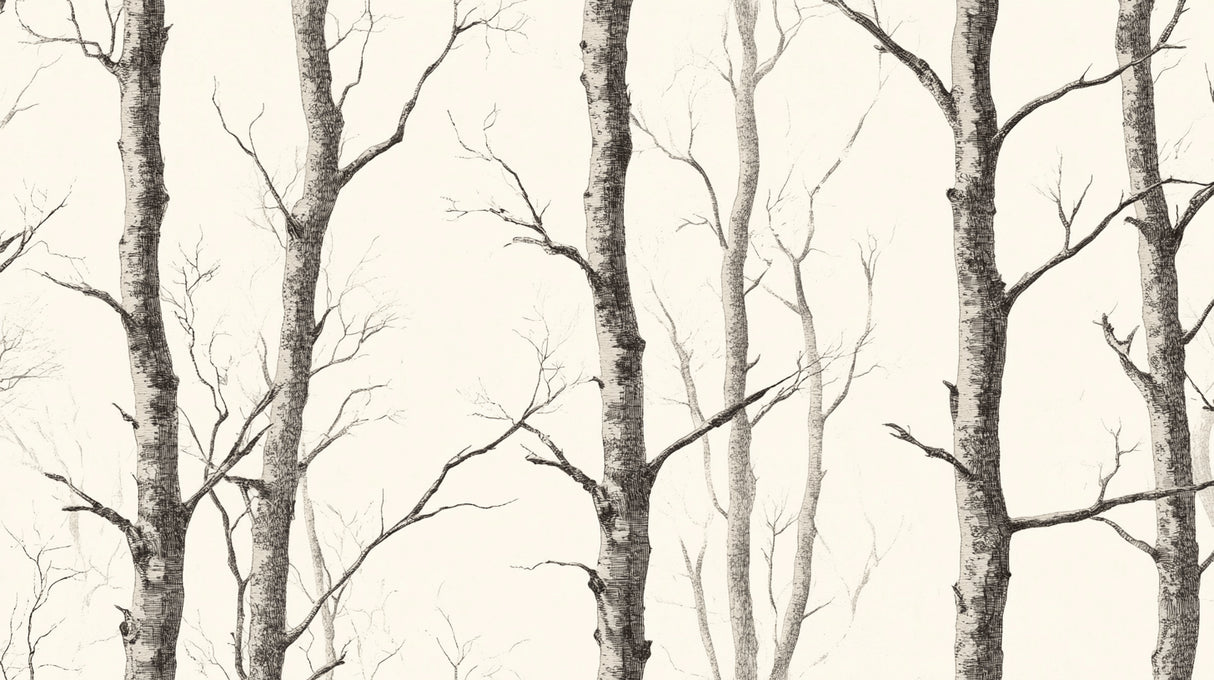 Black and white birch forest design file showing full pattern and texture