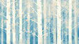 Blue Forest Birch Tree Wallpaper in modern living room with natural light highlighting the white tree trunks