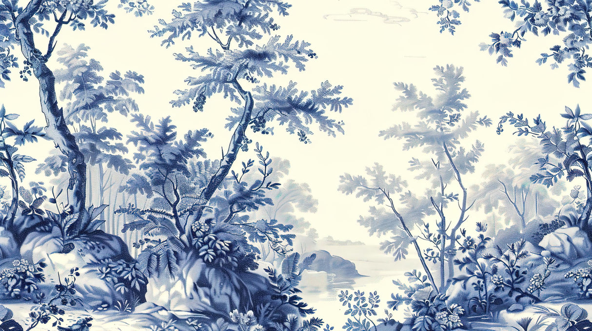 Japanese forest design file showing intricate blue branches and foliage pattern