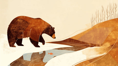 Brown bear mountain wallpaper creating a cozy atmosphere in a modern living room with natural light