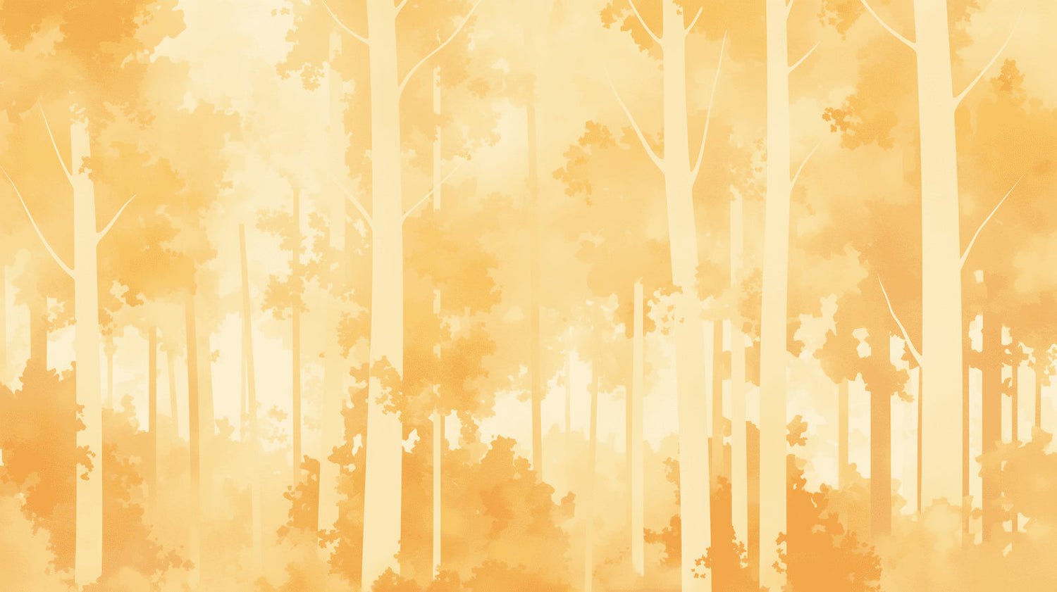 Bedroom featuring tree silhouette wall mural in soft amber tones