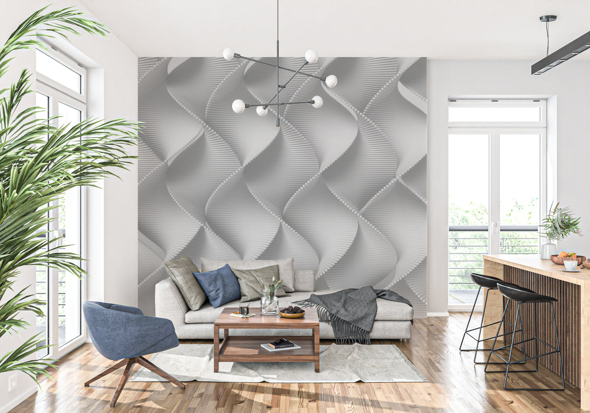 Woodland mural in home office with soft natural lighting enhancing the forest atmosphere