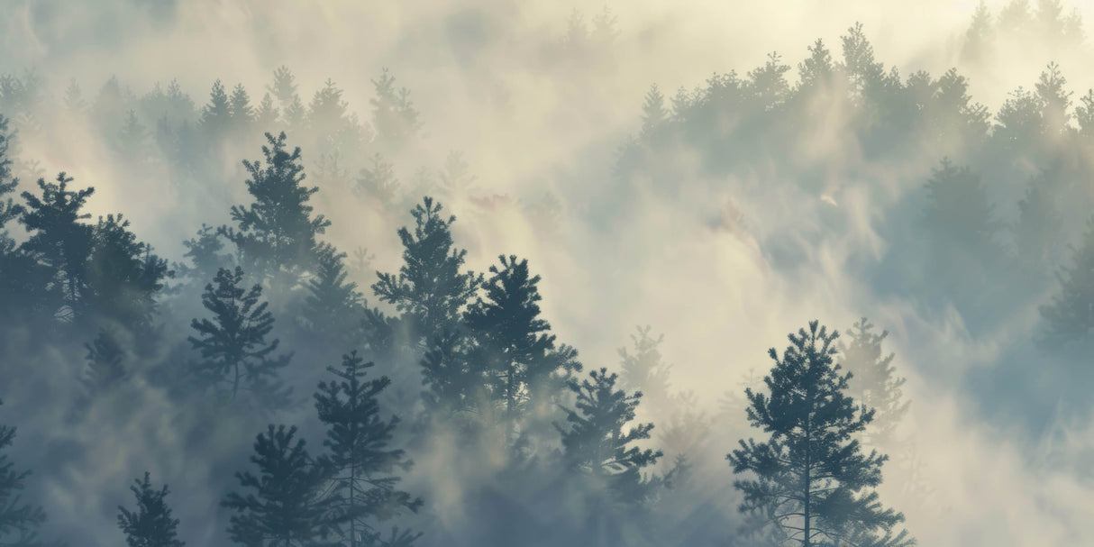 Design file of pine trees in sage green mist showing full pattern detail