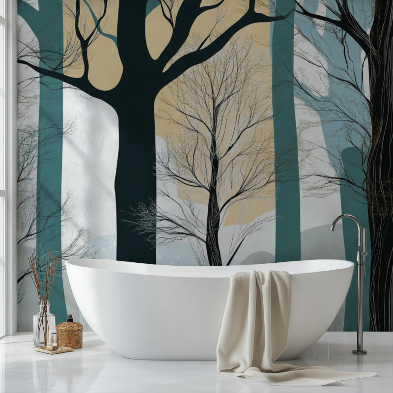 Modern Tree Pattern on feature wall in master bedroom