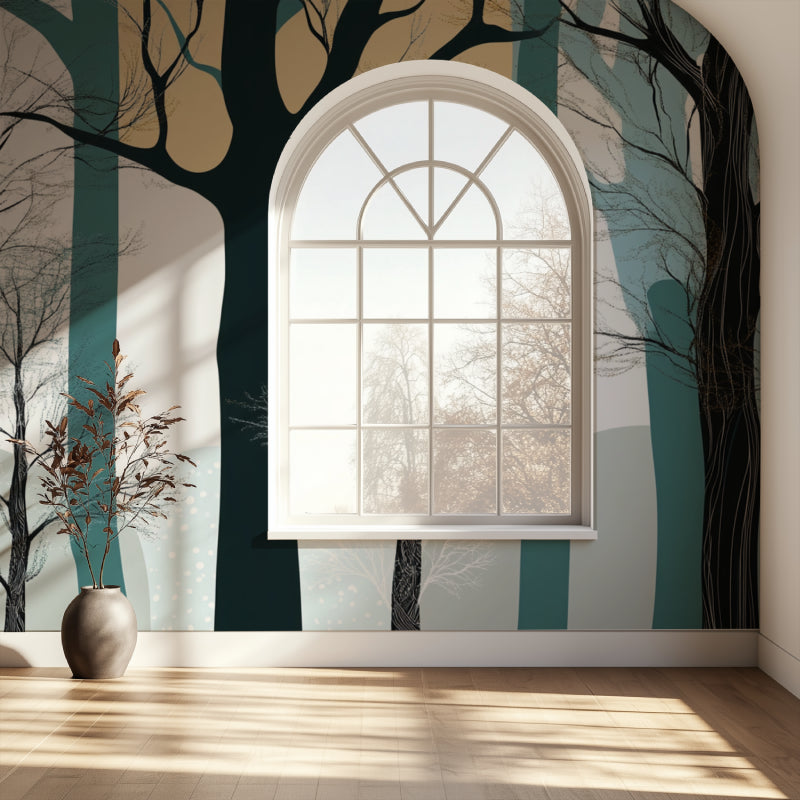 Contemporary Forest Design in hallway with minimal decor