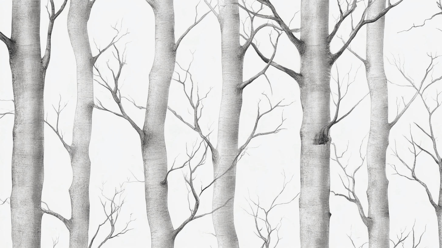 Birch tree pattern design file showing detailed grey and white forest illustration