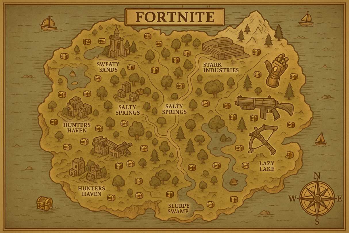 Fortnite Gamer Mural Wallpaper  Battle Royale Map - Wallpaper application example