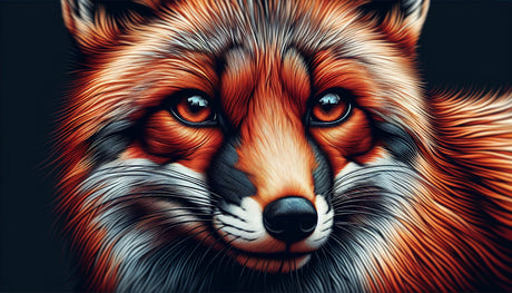 Fox portrait wallpaper design file showing detailed fur texture and amber eyes