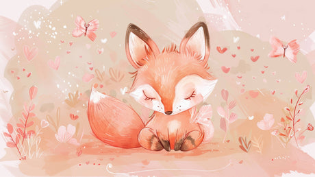 Watercolor fox nursery wallpaper design file showing detailed pattern and soft color palette