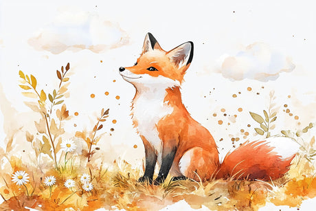 Watercolor fox design file showing intricate pattern and warm orange tones