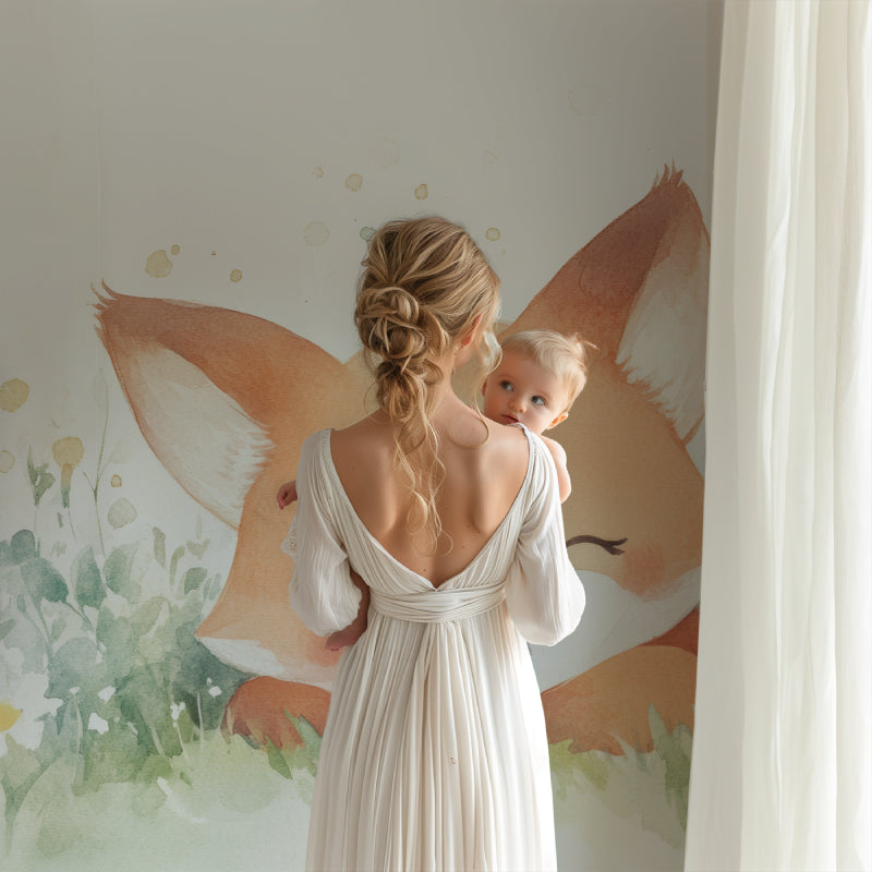 Fox wall mural in toddler bedroom with soft play area