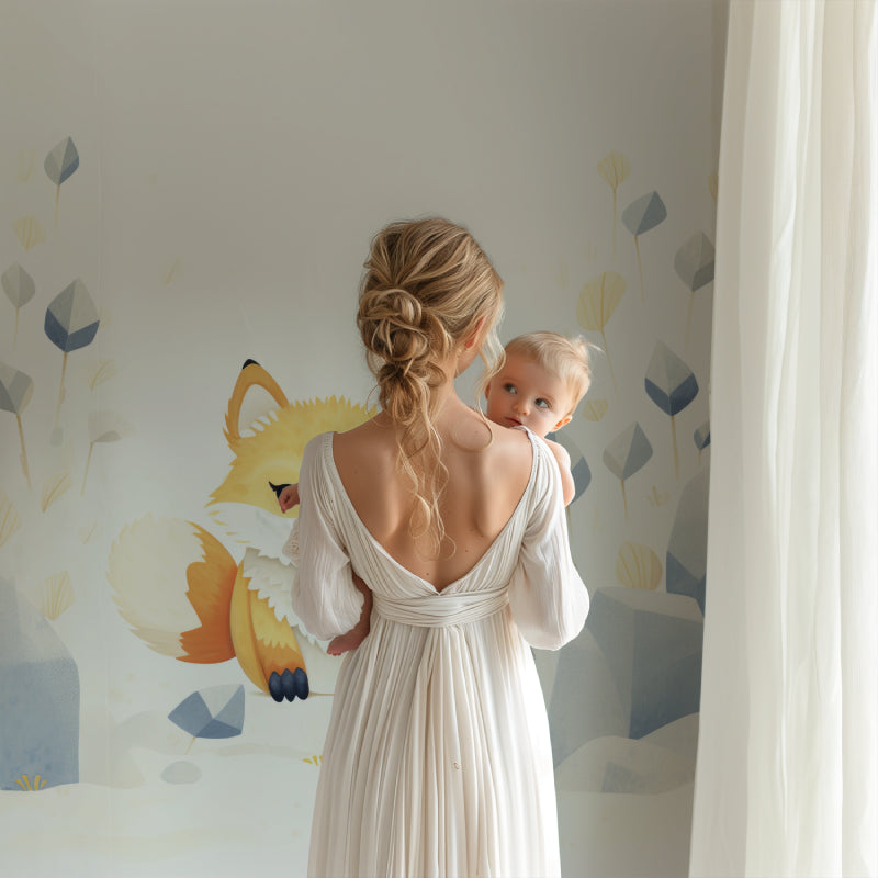 Fox Wall Mural creating a feature wall in a gender-neutral nursery
